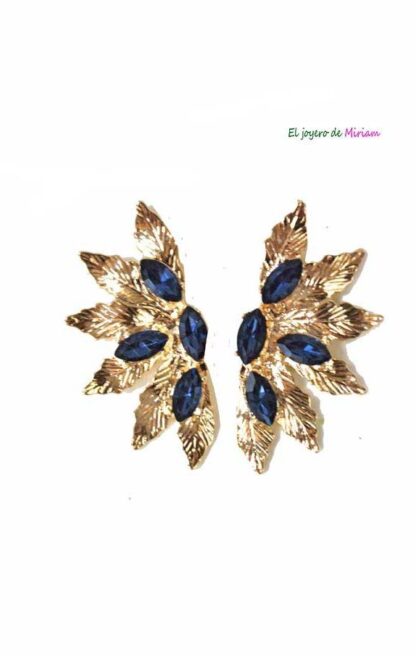 Pendientes azul marino hojas