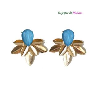 Pendientes azules hojas