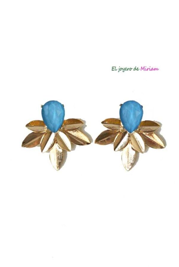 Pendientes azules hojas