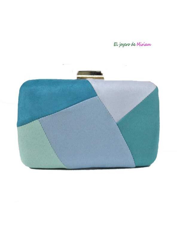 Bolso clutch azul combinado