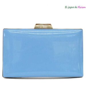 Clutch charol azul y dorado