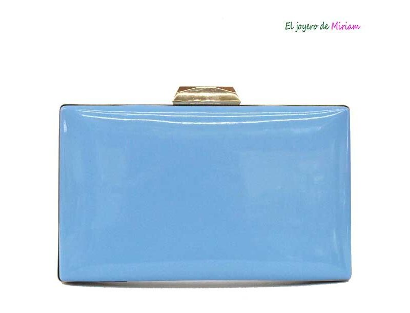 Clutch charol azul y dorado