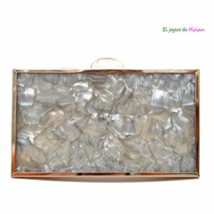 Bolso clutch plateado y dorado