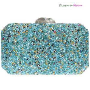 Bolso clutch turquesa pedrería