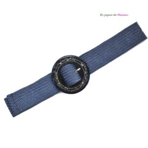 Cinturón rafia azul petróleo