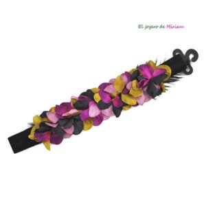 Fajin negro flores y plumas