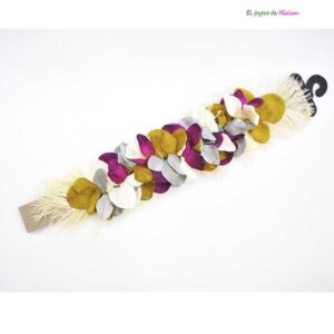 Fajin plumas y flores multicolor