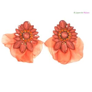 Pendientes naranjas tela