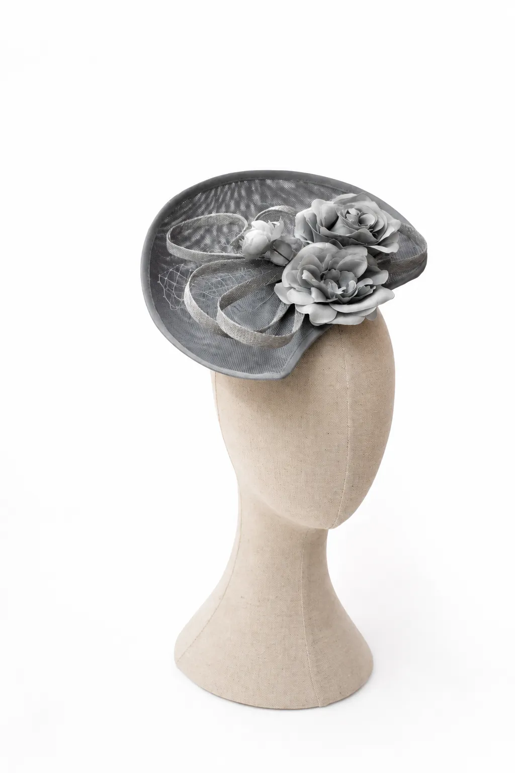 Tocado de fiesta mediano gris