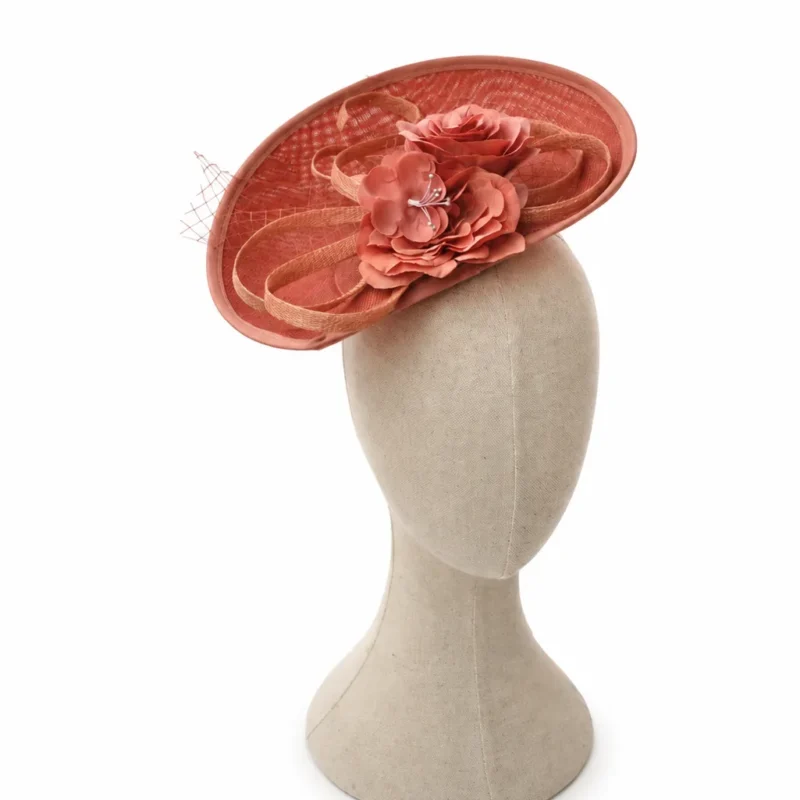 Tocado mediano rosa coral