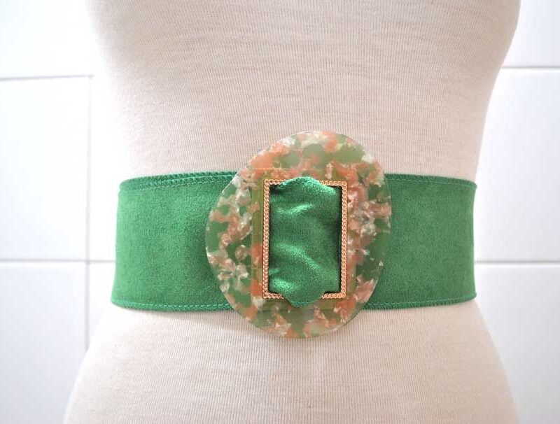 Cinturón de antelina verde