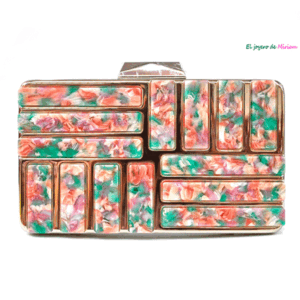 Clutch nácar multicolor y plata