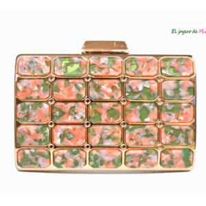 Bolso clutch nácar verde y rosa