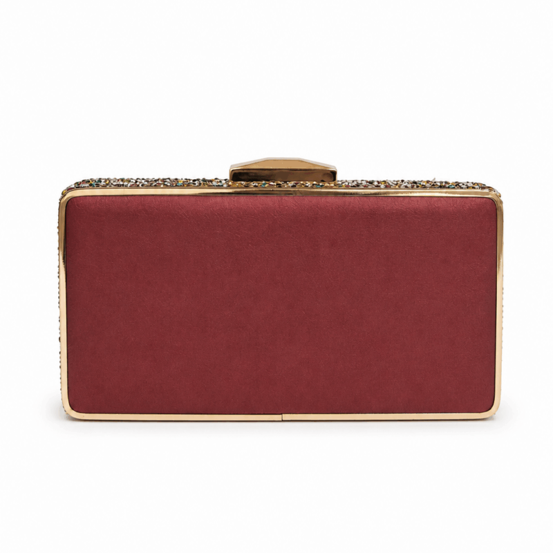 Bolso clutch granate metalizado