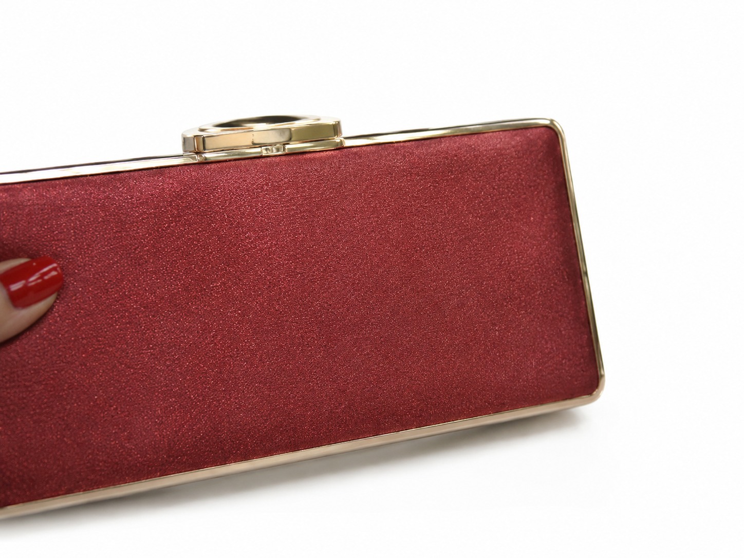 Bolso clutch granate metalizado - Imagen 3