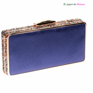 Bolso clutch azul marino metalizado