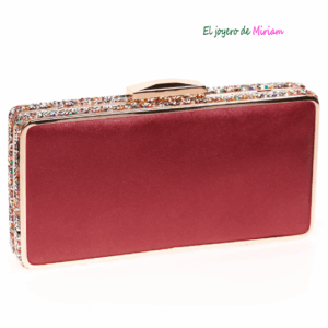 Bolso clutch granate metalizado