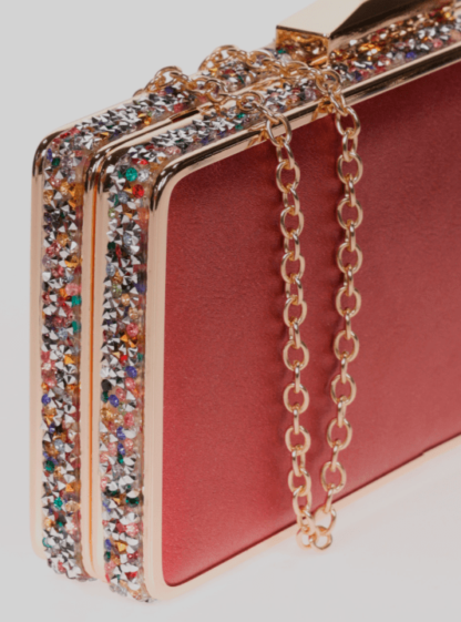 Bolso clutch granate metalizado - Imagen 2