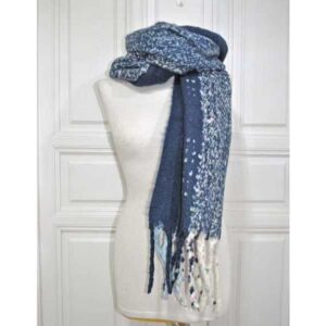 Bufanda azul jaspeada