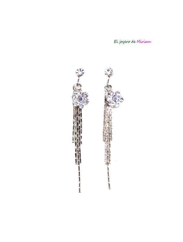 Pendientes plateados cadenas