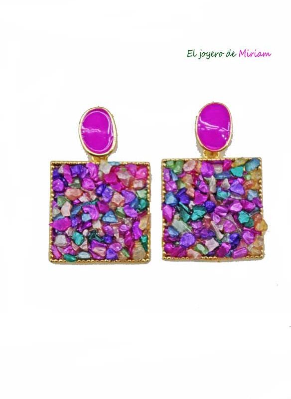 Pendientes fucsias multicolor