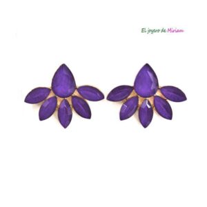 Pendientes morados flor