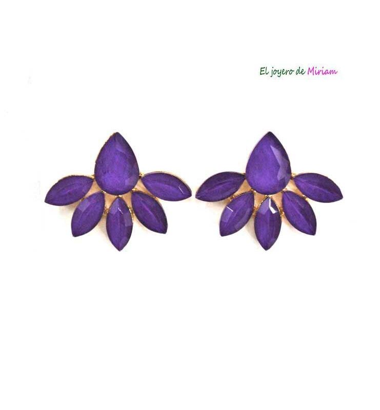 Pendientes morados flor
