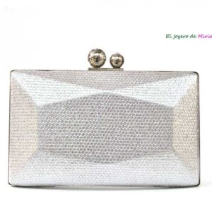 Bolso clutch plateado irregular