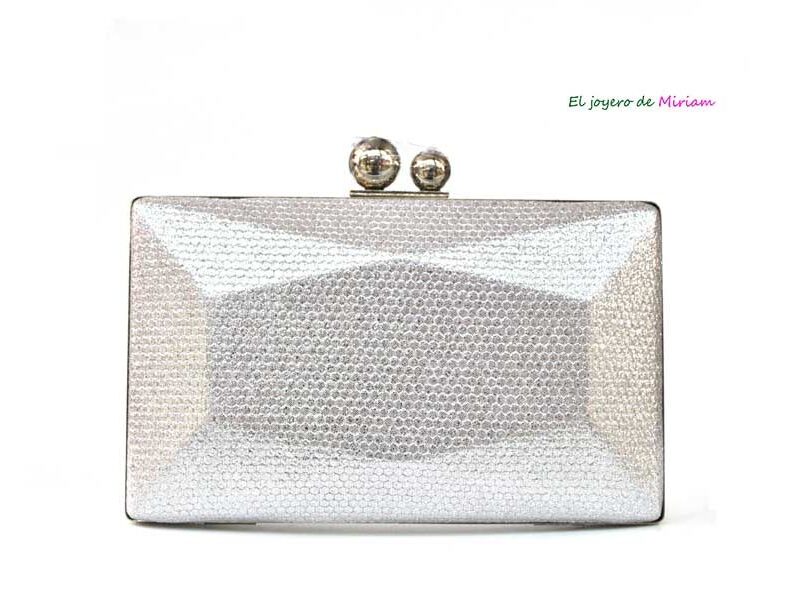 Bolso clutch plateado irregular
