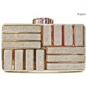 Clutch dorado strass plateados