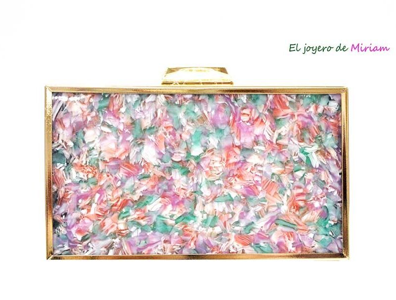 Clutch nácar rosa combinada