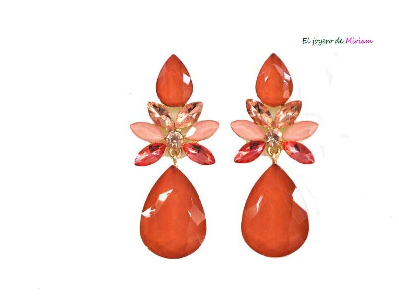 Pendientes naranjas cristal