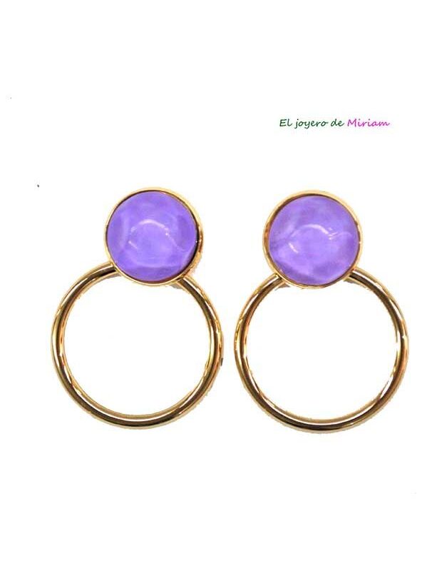 Pendientes redondos malvas