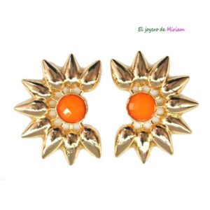 Pendientes naranjas y dorados