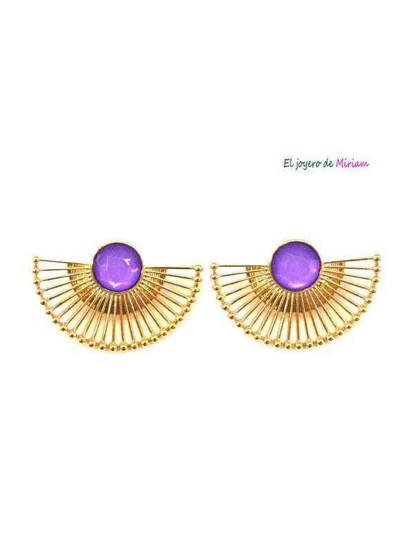 Pendientes dorados y morados
