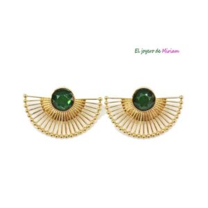 Pendientes dorados y verdes