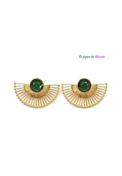 Pendientes dorados y verdes