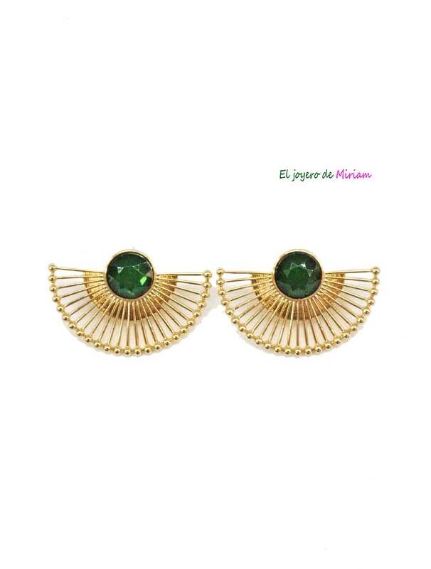 Pendientes dorados y verdes