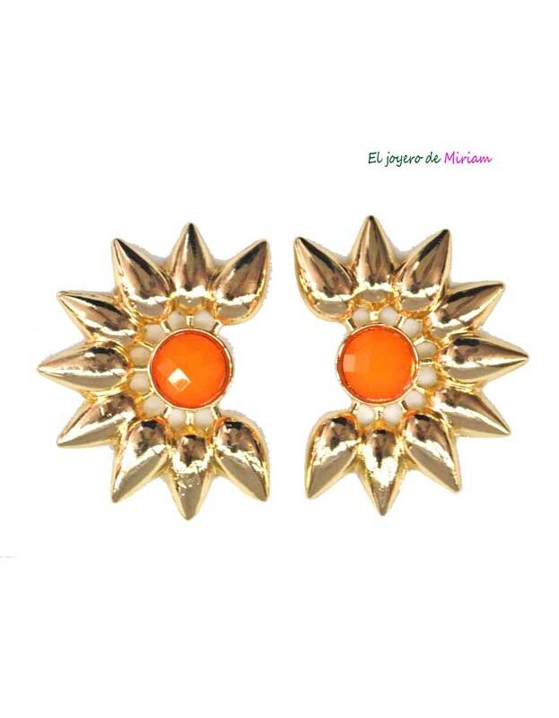 Pendientes naranjas y dorados