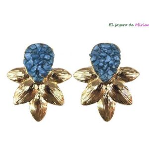 Pendientes hojas azul petróleo