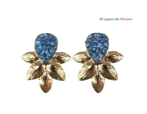 Pendientes hojas azul petróleo