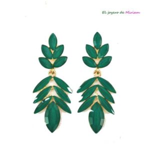 Pendientes verdes hojas