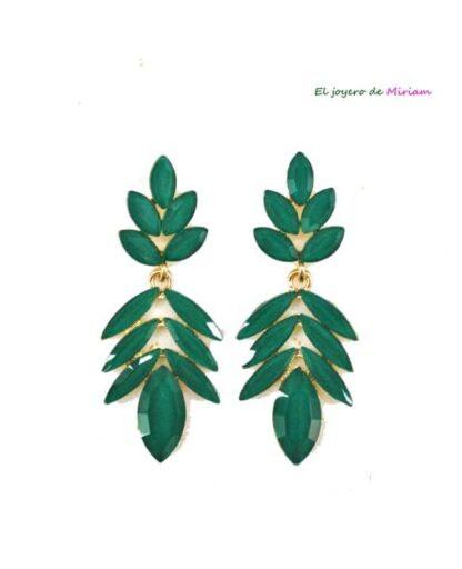 Pendientes verdes hojas