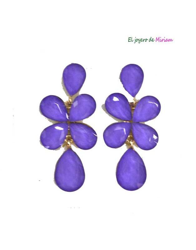 Pendientes morados alargados