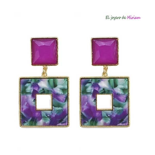 Pendientes verdes y bugamvilla