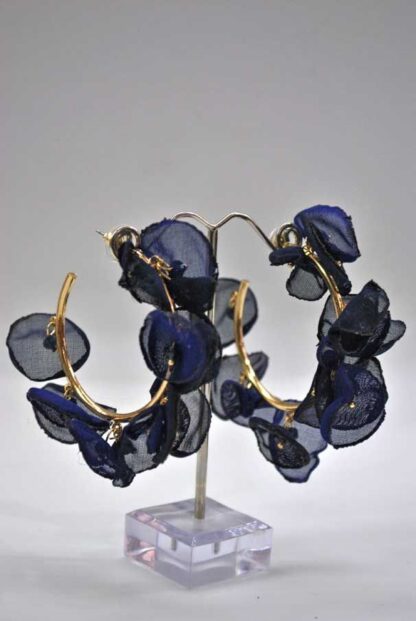 Aros azul marino flores - Imagen 2