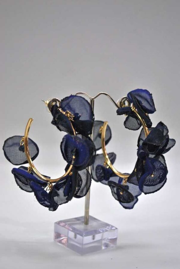 Aros azul marino flores - Imagen 2