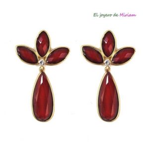 Pendientes burdeos flor