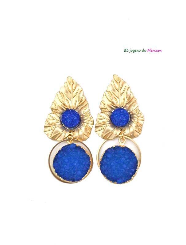 Pendientes azul klein hoja