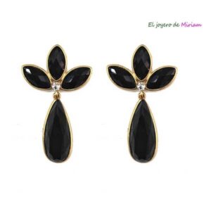 Pendientes negros flor